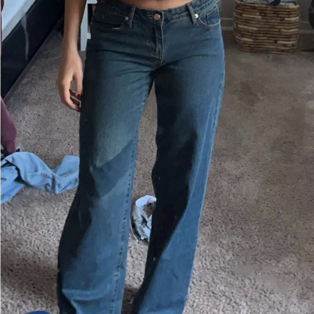 Blue Flare Wide Leg Jeans